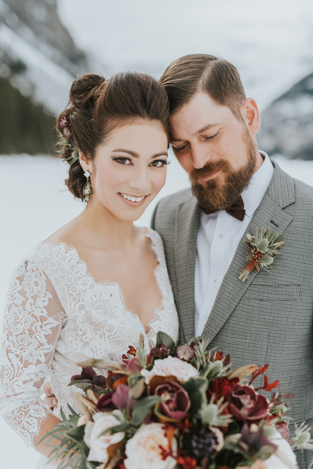 Bride and Groom at Lake Louise